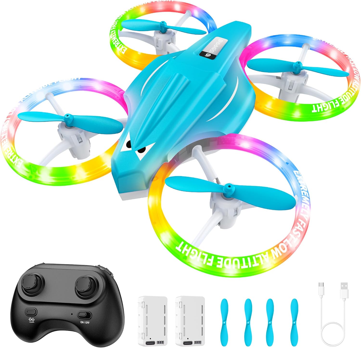 ALTITACO Drones for Kids With Cool Light, Kids Drone with 3D Flip, Altitude-Hold, Self-Rotation, Headless Mode, 3 Speed Modes, One-Click Take-off/Landing, Mini Drone for Christmas, Beginners, Indoor