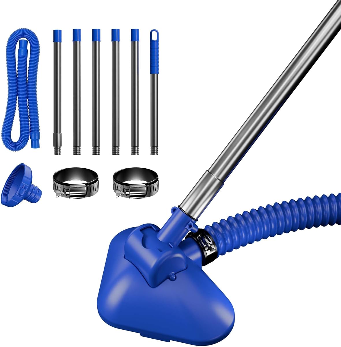 Pool Vacuum Cleaner for Smaller Pools, “Non-Electric” Power by Filter Pump, 13FT Extendable Pipe, 8FT Telescopic Pole, Vacuum Cleaner for Compact Above-Ground Pool