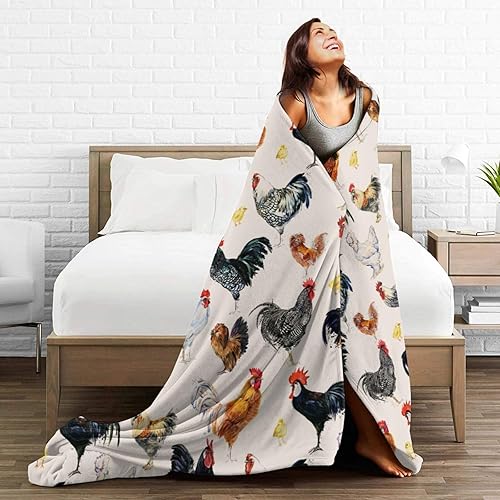 Miniatura 4 de Manta de pollos de vellón suave, acogedora manta de franela cálida para mujeres, hombres, niñas, niños y niños, para el sofá, la cama, el sofá,