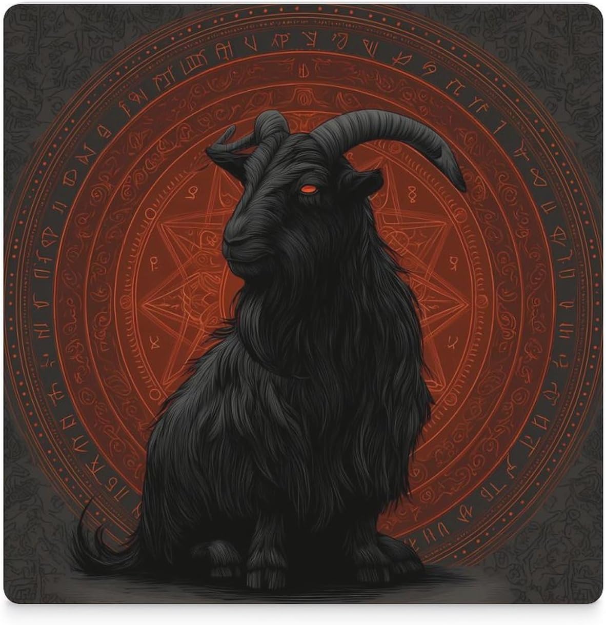 Goat's Mendes Skull Goat Gothic Satan Coaster for Drinks Square Ceramic Table Coasters Stone Mat Crafts 6PCS Home Kitchen Decor