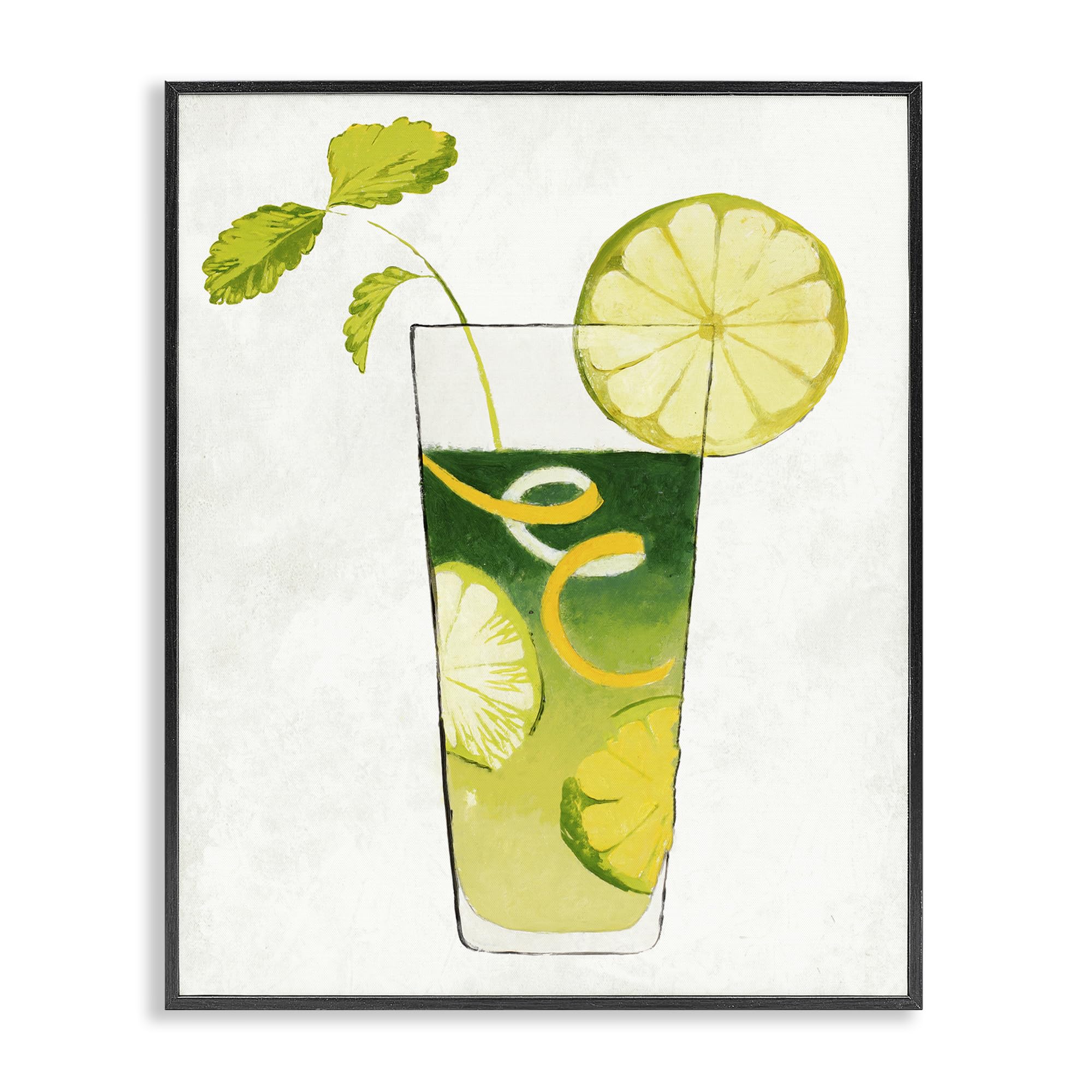Stupell Industries 'Summer Cocktail Lime Mint', Framed Giclee Art, Black, 16 x 20 Inches, Easy to Hang and Sturdy, Made in USA, by Lorenzo Collective