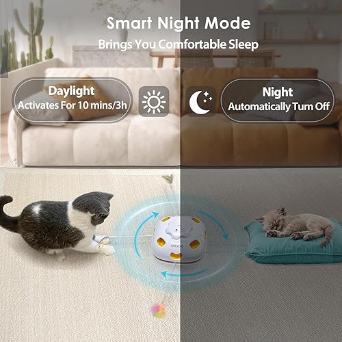 Miniatura 7 de ORSDA Juguetes para gatos de interior, 4 en 1, juguetes automáticos interactivos para gatitos con alfombra, 8 agujeros de ratones Whack-A-Mole,