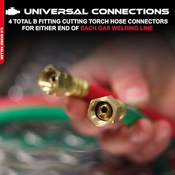 ABN Oxy Acetylene Hose, 15 Foot x 1/4 Inch - B Fitting Twin Cutting Torch Hose for Welding