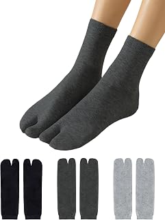 Yawlsow 3/6 Pairs Tabi Socks Unisex Flip Flop Socks Split Toe Crew Sock | Cotton, Japanese Style Sock for Women Men, US 5-9