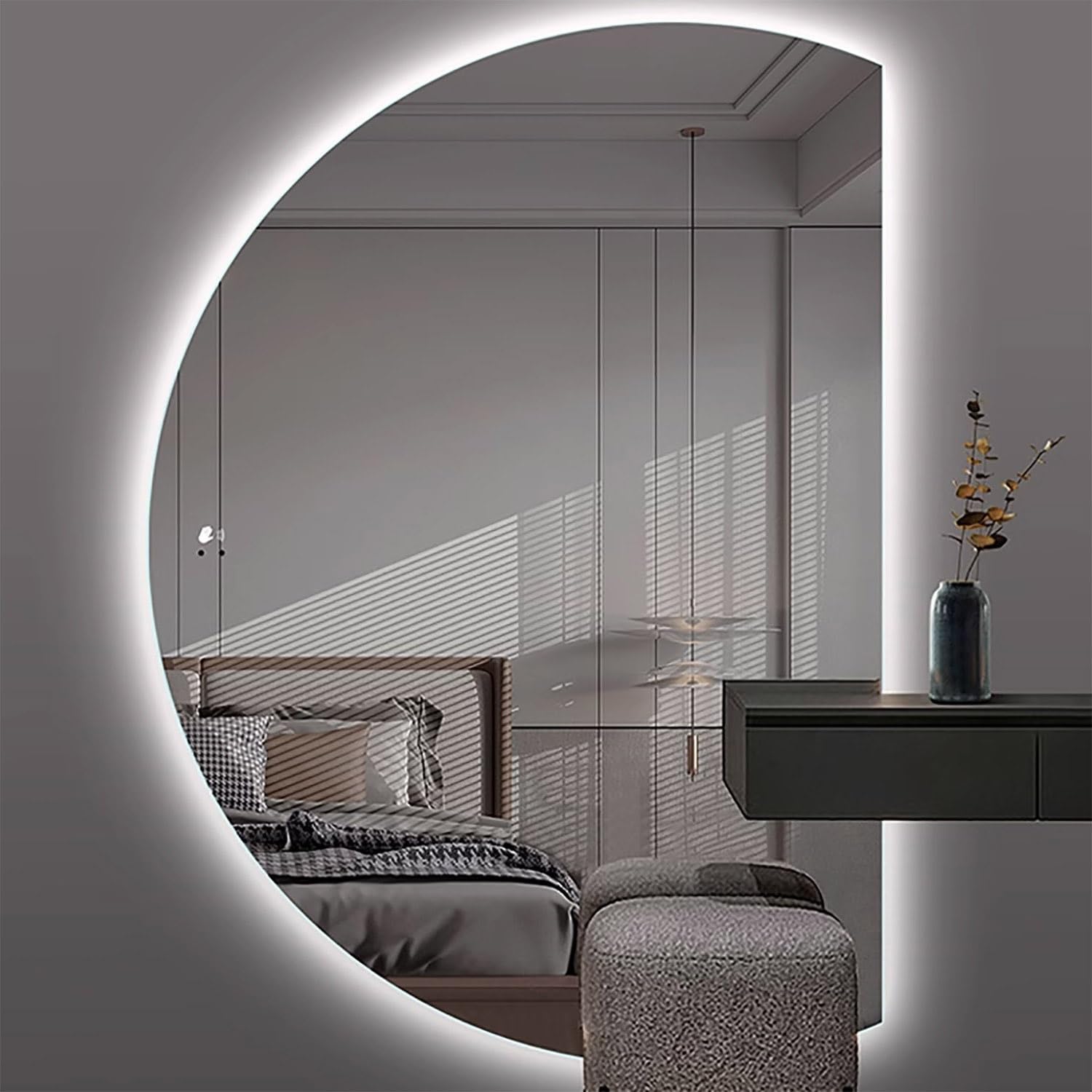 FGXHHS Backlit Makeup Mirror with Dimmable LED, Anti-Fog Touch, HD Explosion Proof, for Bathroom Decor