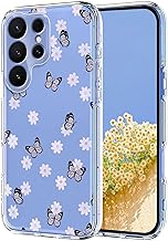 YUEXCIN Coque pour Samsung Galaxy S26 Ultra 5G, Étui Clair TPU Souple Ultra Fin Motif Fleurs Mignon, Antichoc Coloré Élégant Housse Silicone, Papillon