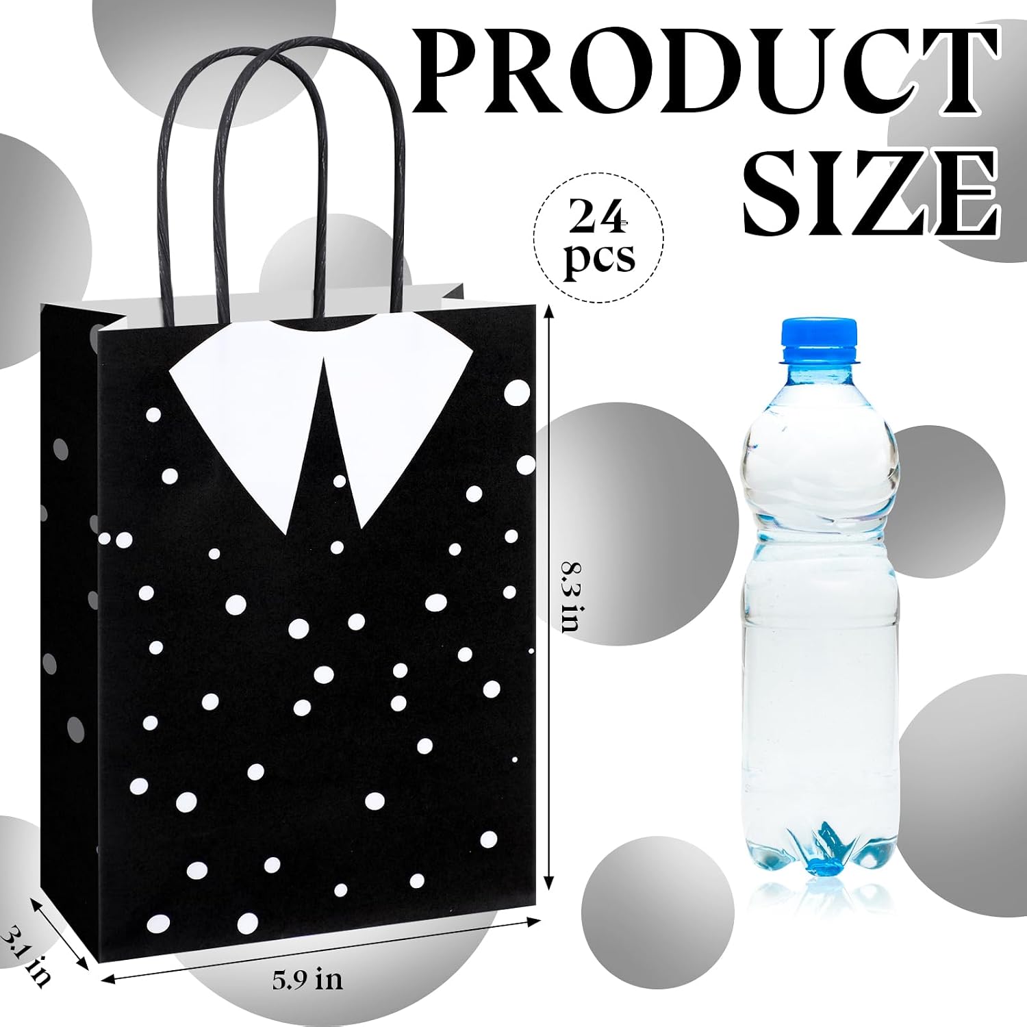 Gilprop 24Pcs Halloween Paper Gift Bags Goth Birthday Favors, Polka Dot image 2
