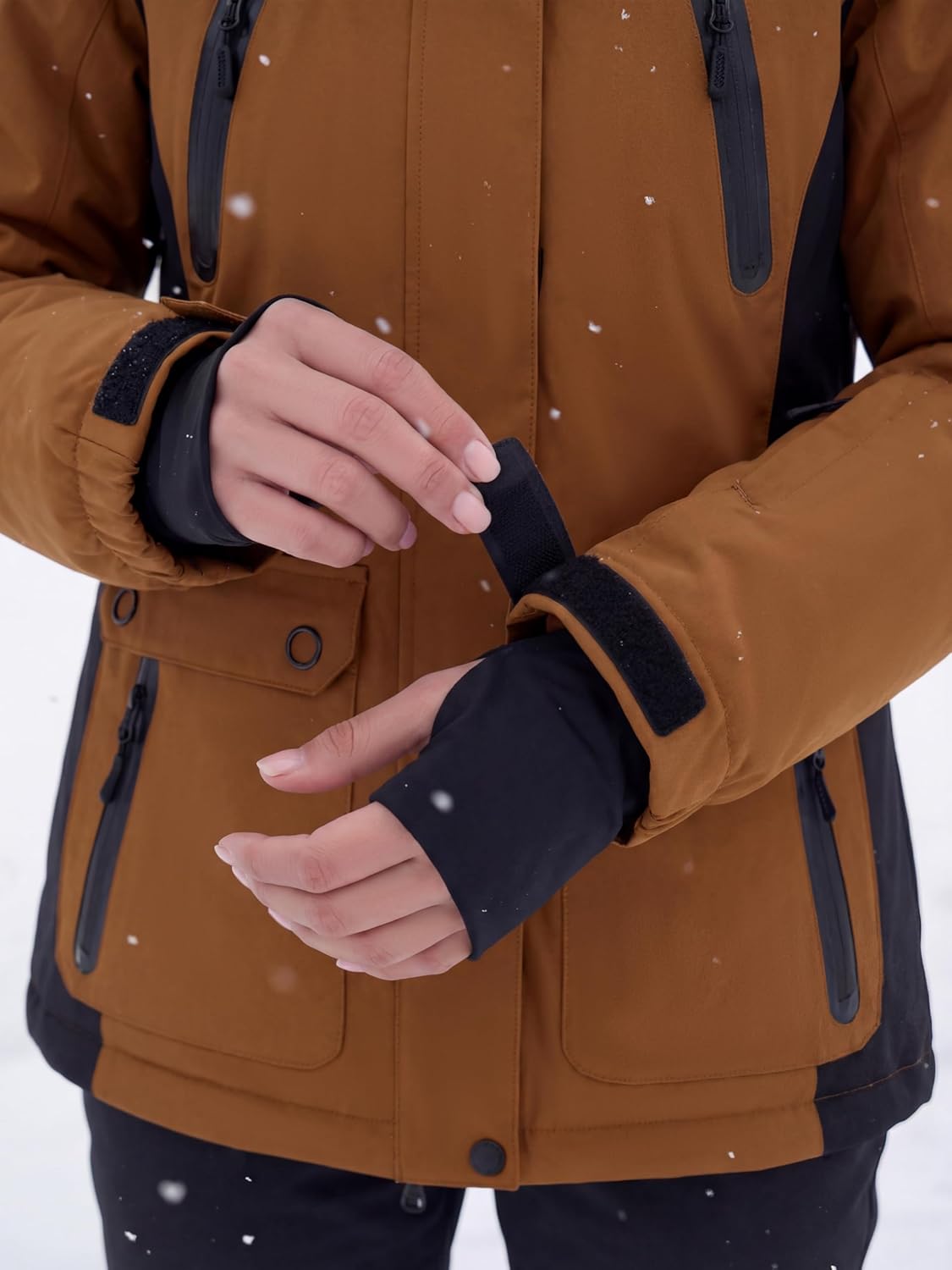 FREE SOLDIER Women's Waterproof Ski Jacket Fleece Lined Winter Coat Windproof Hooded Jacket Fully Taped Seams - Image 8