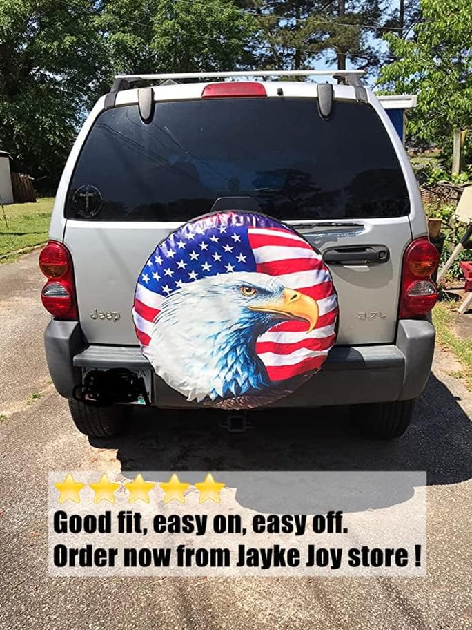 Miniatura 7 de Cubierta de Neumático de Repuesto, Cubierta de Rueda con Bandera Americana y Águila, Impermeable y a Prueba de Polvo, para Jeep, Remolque, RV, SUV y