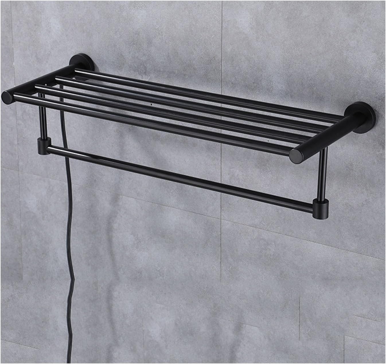 Black,Left line,Small Rack Fast Heating,Plug in Towel Rack Bathroom Accessories,Wall Mounted Heated Towel Rack