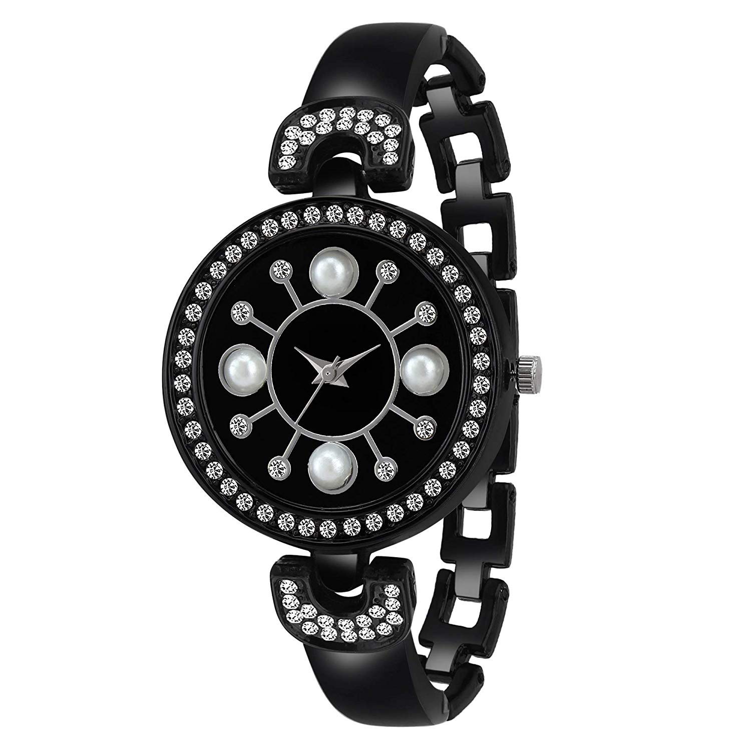 HORCHIS Heart Touching Black Dial White Stone Analog Watch for Women (B08BG31PS2) Amazon Price History, Amazon Price Tracker