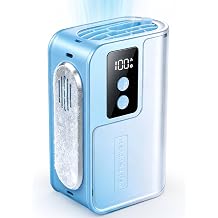 Portable Handheld Fan with Ice Cooler, 4000mAh Rechargeable Battery Blue | 100Levels Stepless Speed,20H Long Battery Life,20000RPM Turbo Fan Personal Mini Fan for Travel,Outdoor,Makeup