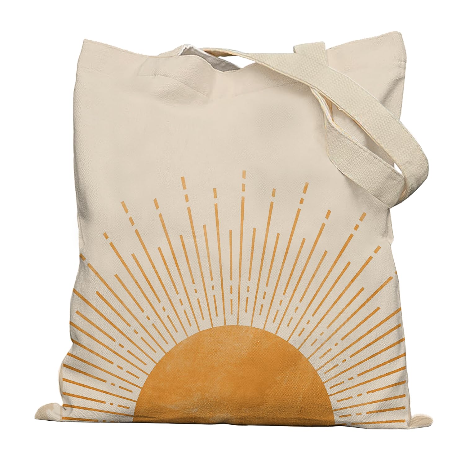 Lacosu Boho Tote Bag, Boho Orange Sun Sunshine Canvas Tote Bags for Women, Aesthetic Tote Bag, Reusable Grocery Bags Shopping Bags, Boho Gifts for