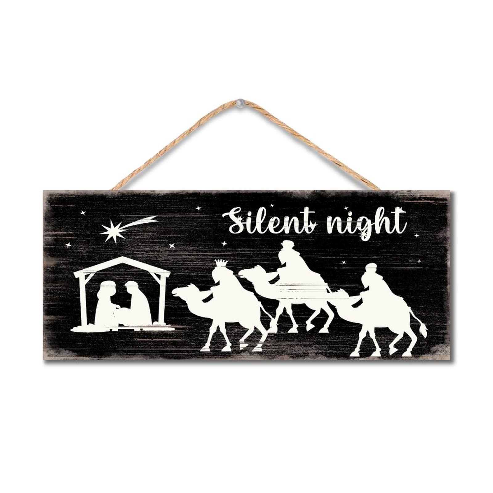 Décorations religieuses de Noël avec cette plaque en bois pour restaurant