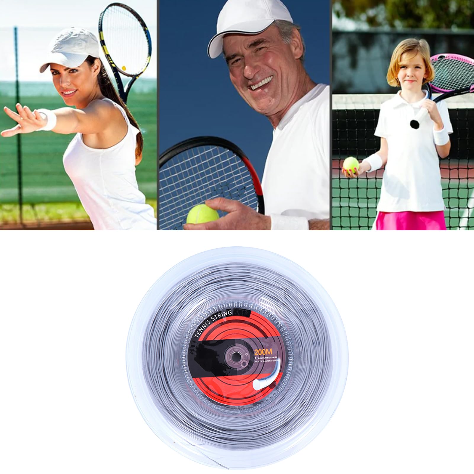 Mulinello da tennis, corda sintetica di alta qualità, per racchetta da tennis, multifilamento, in poliestere, ad alte prestazioni, per controllo della rotazione, per giocatori di tennis, allenatori e