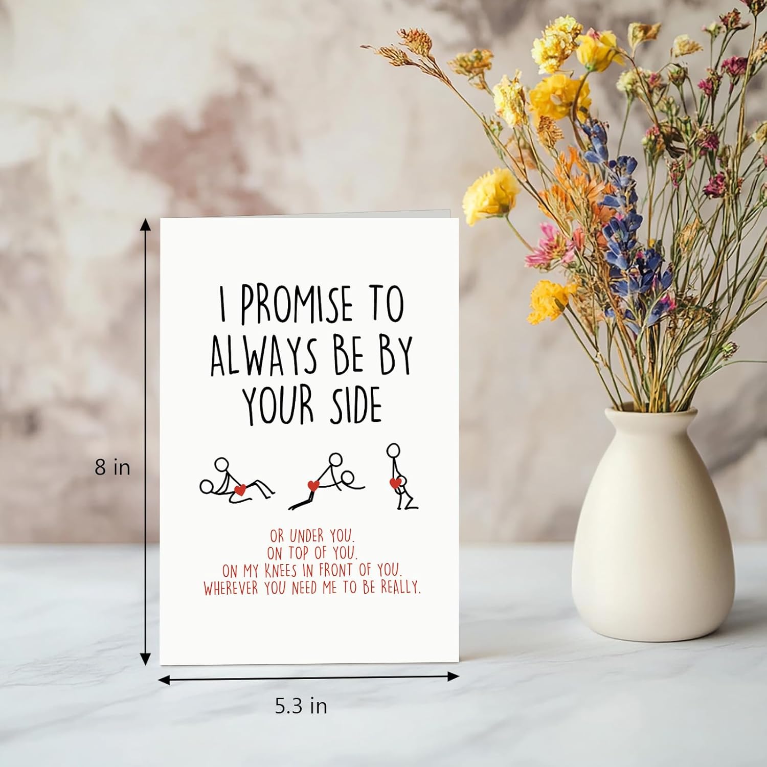 Funny Valentines Day Card for Him Her, Naughty Valentine's Day Card for Husband Wife Girlfriend Boyfriend, I Promise to Always Be By You Side - Image 3