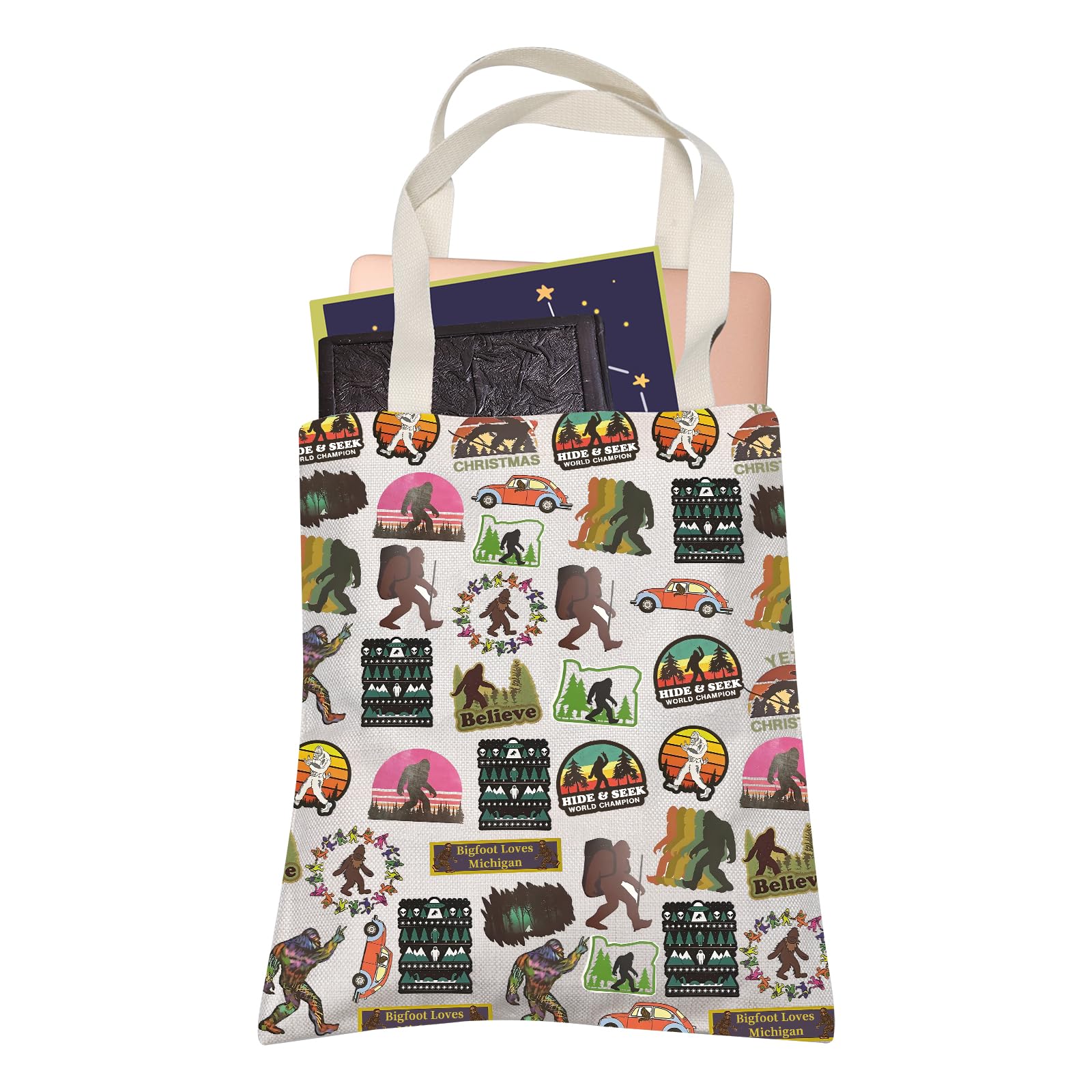 Tote bag Sasquatch imprimé double face avec anses renforcées coton - 8