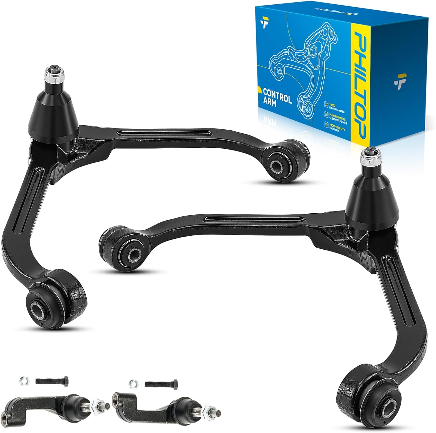 PHILTOP 4Pcs Front Suspension Kit Fit for Jeep Liberty 2002-2007,2 Upper Control Arms w/Ball Joint K3198+2 Left/Right Outer Tie Rod Ends ES3535 ES3536
