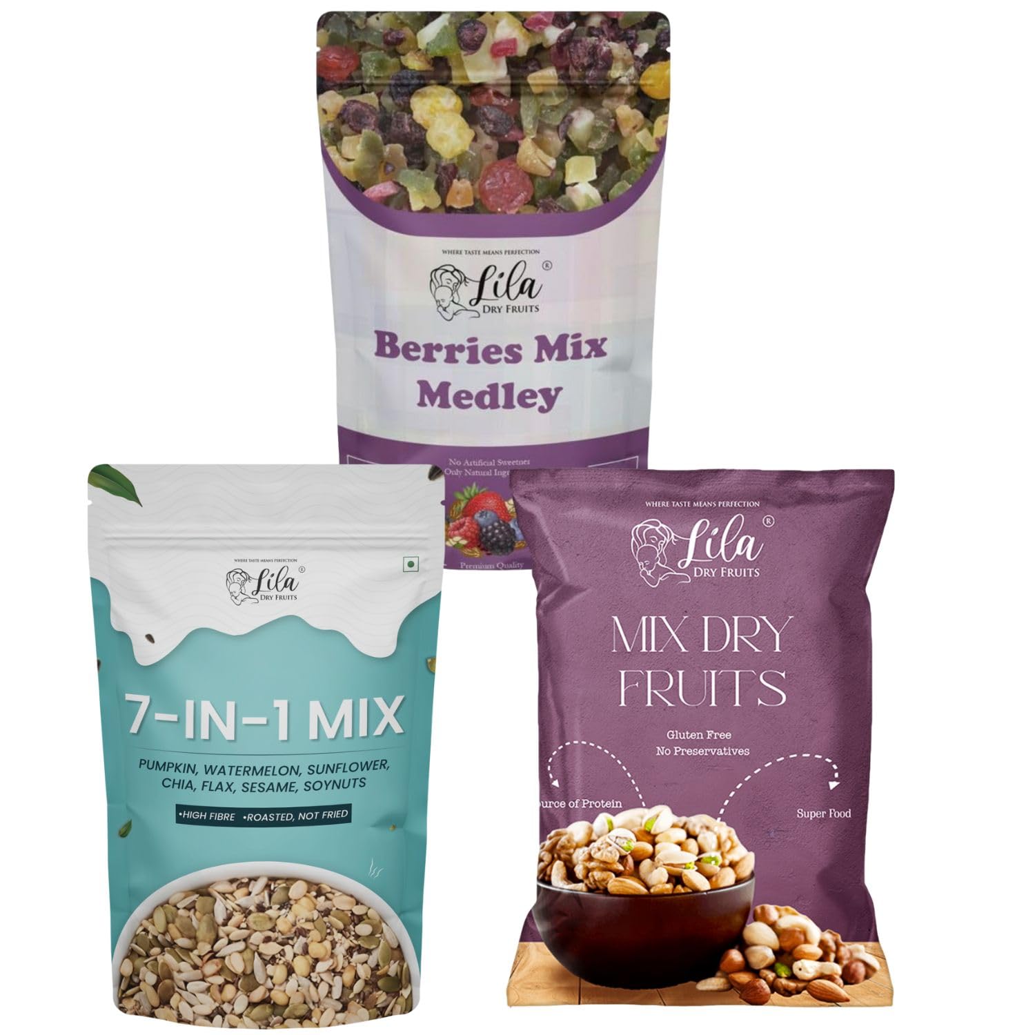 LILA DRY FRUITS Berries Mix 7-in-1 Seeds Mix Dry Fruit Mix Assorted Combo 200x3 Gms (600 Grams) | Perfect for Gifting, Snacking, Desserts, Baking | Healthy Super Seeds Combo | Healthy Diet Snacks (B0DFD1MYT4) Amazon Price History, Amazon Price Tracker
