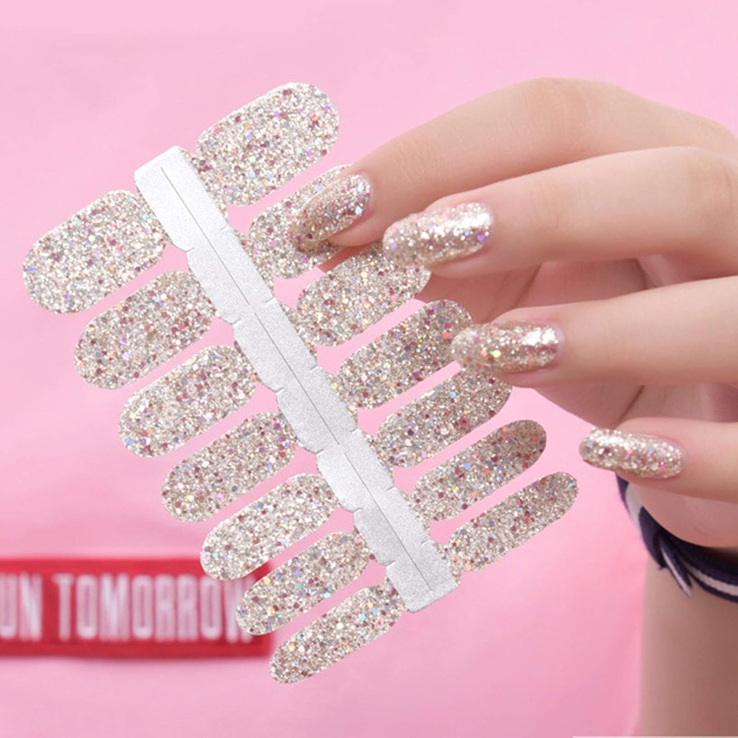 5 Sheets Full Nail Wraps Art Polish Stickers Decal Strips Adhesive False Nail Design Manicure Set With 1Pc Nail Buffers Files For Women Girls