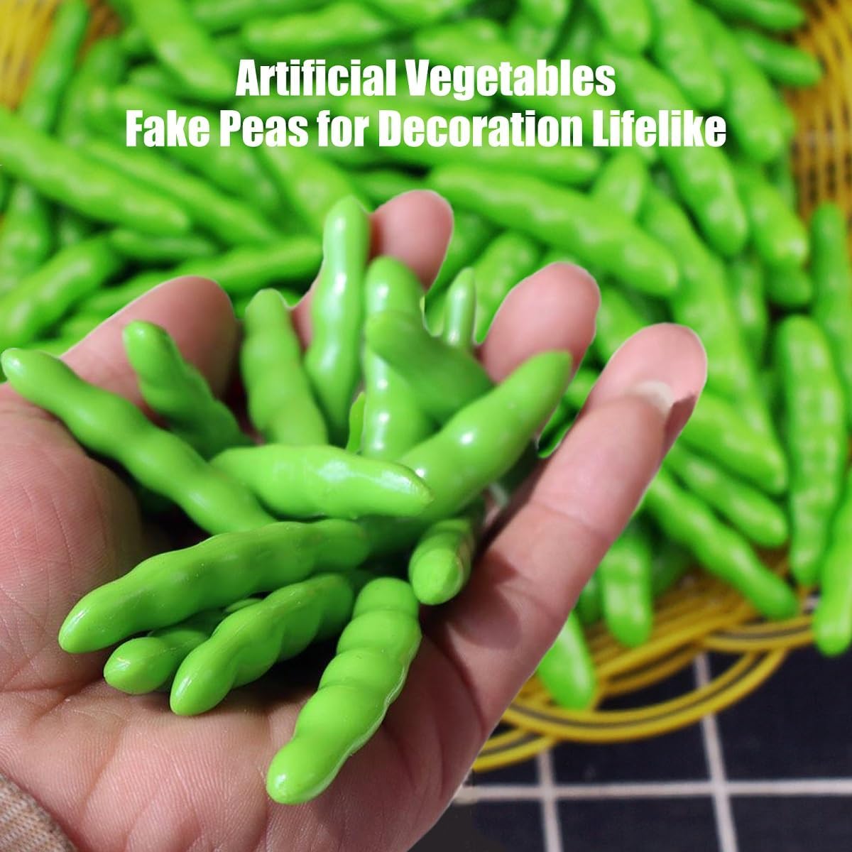 Artificial Vegetables Pea for Decoration Lifelike Fake Peas Imitation Plastic Vegetable Decorations for Kitchen Home Christmas Party Pub Table Basket Photography Prop Ornament - 30 Pcs