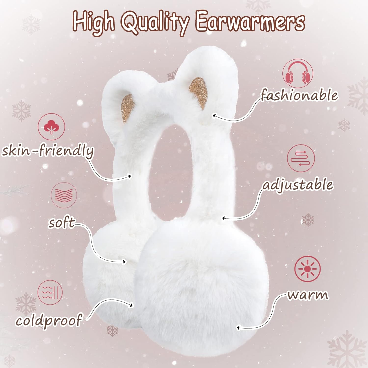 MEJORMEN Cute Animal Earmuffs Foldable/Unfoldable Ear Warmers Winter Warm Plush Outdoor Ear Covers - Image 5