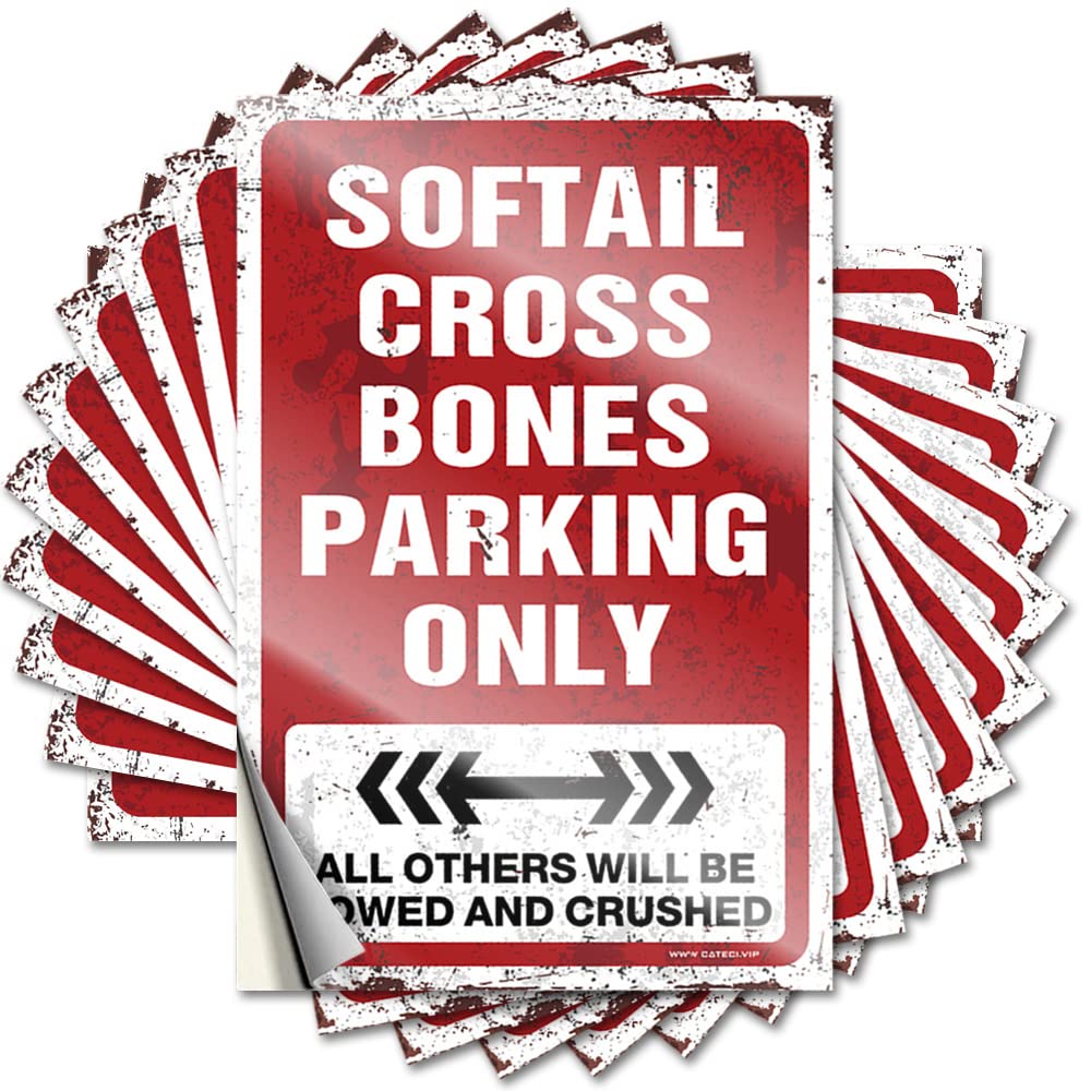 Unique Essentials Funny Sticker | Softail Cross Bones Parking Only Scented for Bike Decor(8X12CM)