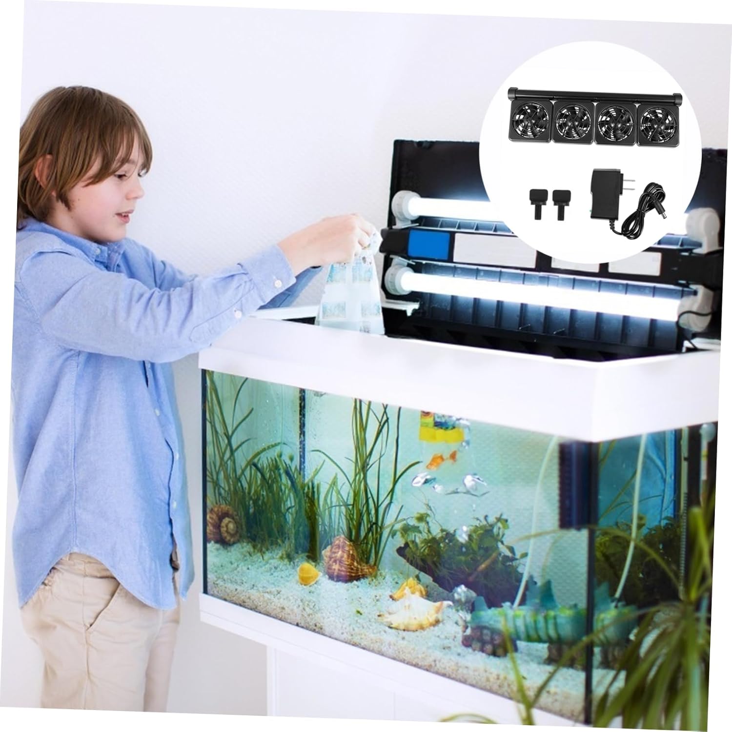 Aquarium Cooling Fan Adjustable Fish Tank Chiller System for Better Ventilation Easy Installation Bracket Suitable for Tanks