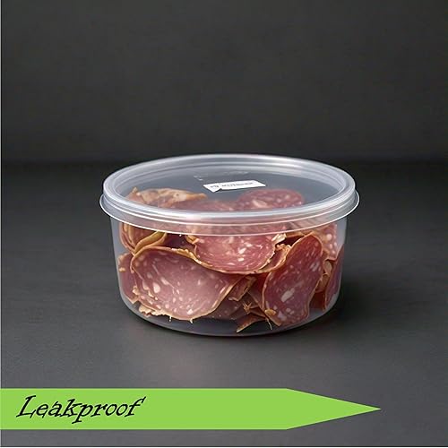 Miniatura 6 de Mr Miracle Contenedores de delicatessen con tapas, paquete de 24 recipientes de plástico transparente herméticos reutilizables para alimentos y