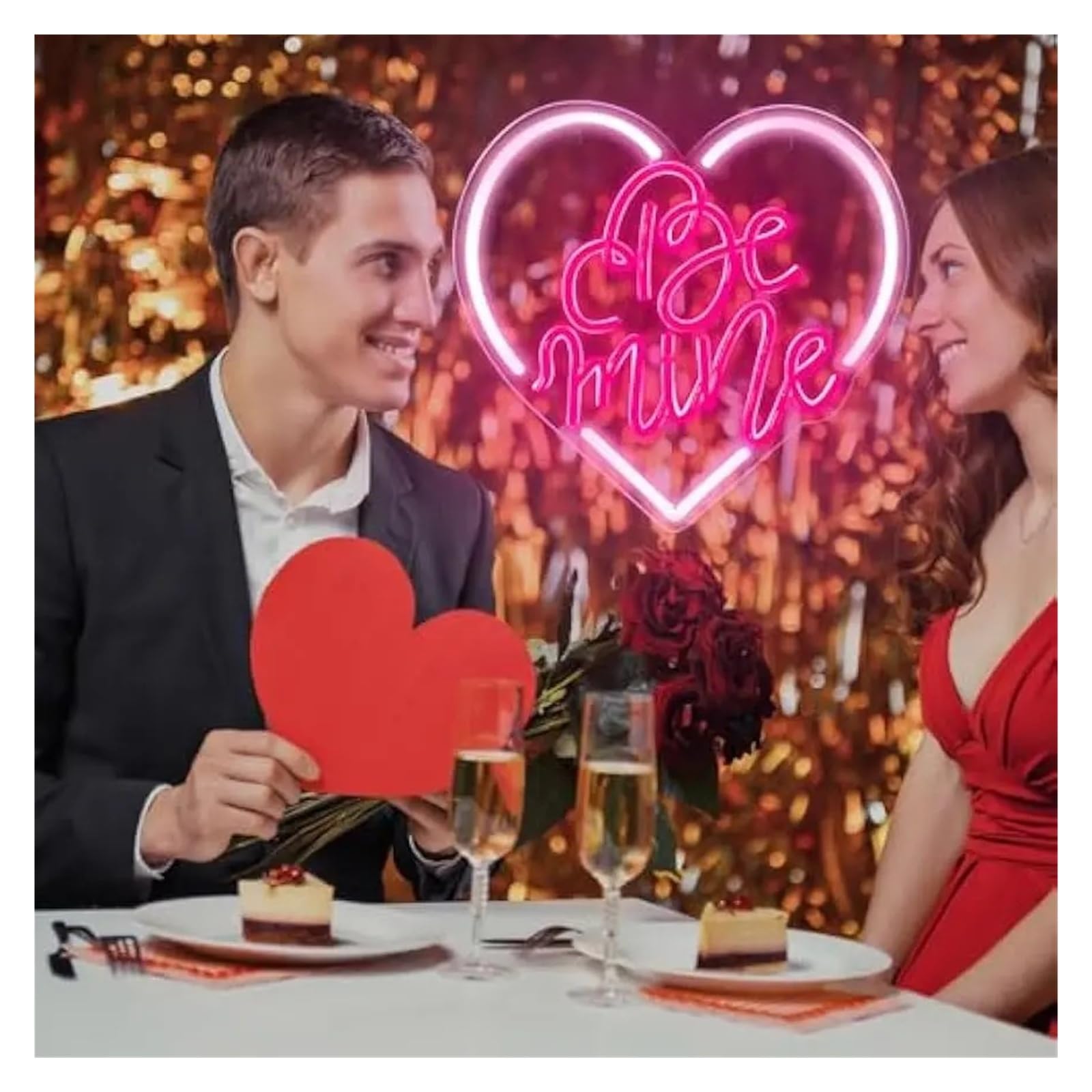 Wiszące neony artystyczne Ramka W Kształcie Serca Be Mine Neon LED USB Możliwość Przyciemniania Światła Do Pokoju Gier Sypialnia Bar Salon Party Dekoracje Ścienne 12.6x12.6in