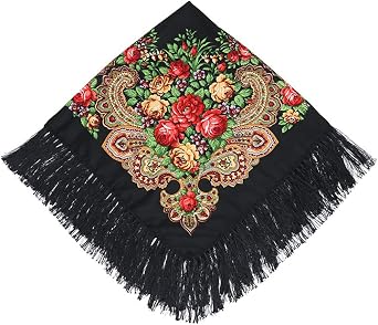Tassel Scarf Cotton Large Square Shawl and Wraps,Versatile Gift Fringe Boho Shawl,43"43"