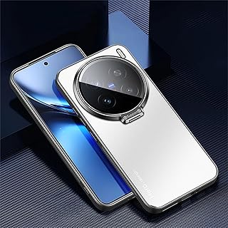 TIANYUE Vivo X200 Pro Case, Slim Built in Film Case with Camera Lens Cap, PC Hard Cover with Stand for Vivo X200 Pro-Silver