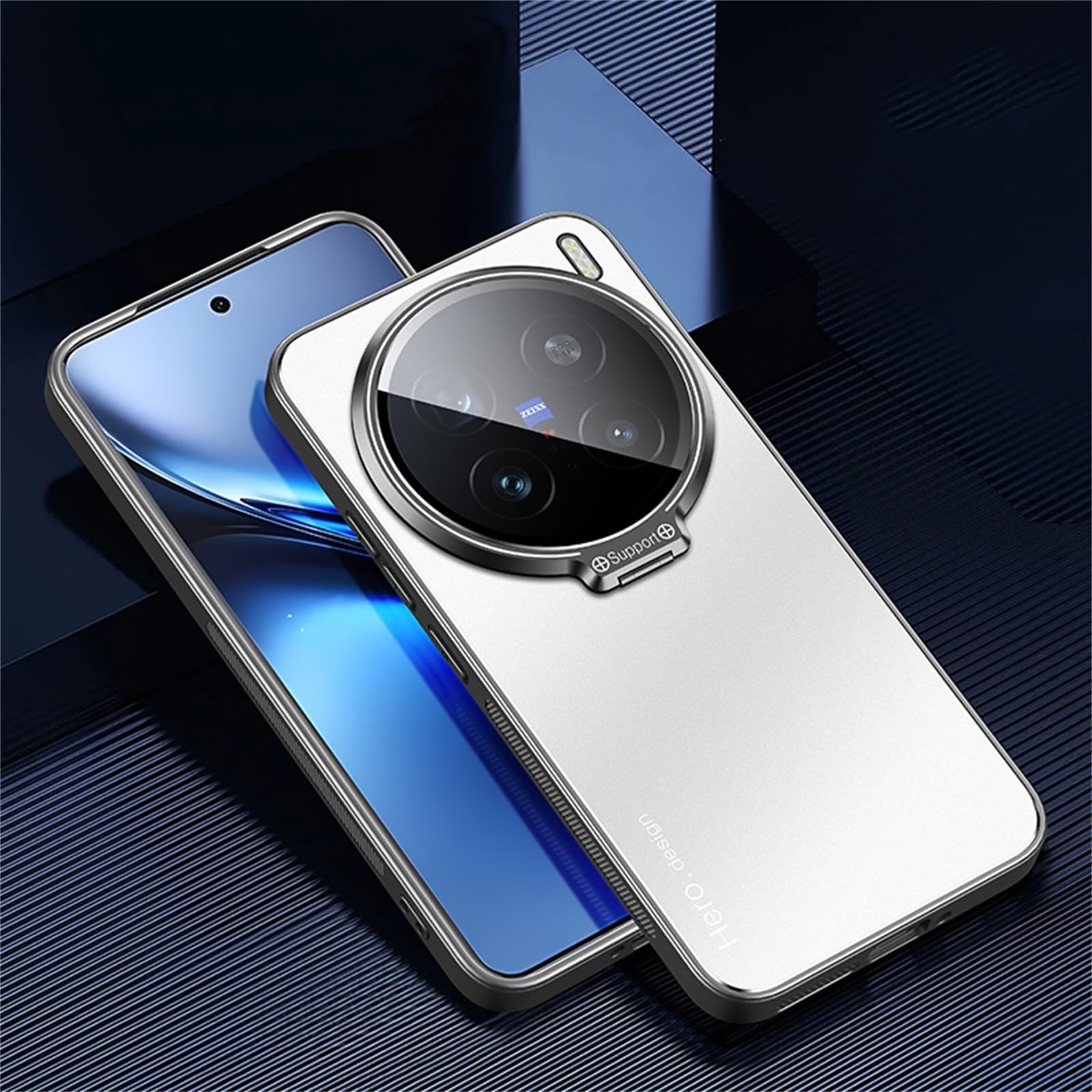 TIANYUE Case for vivo X200 Pro, Slim Shell Film Integrated Phone Case with stand, PC Hard Cover for vivo X200 Pro-Silver