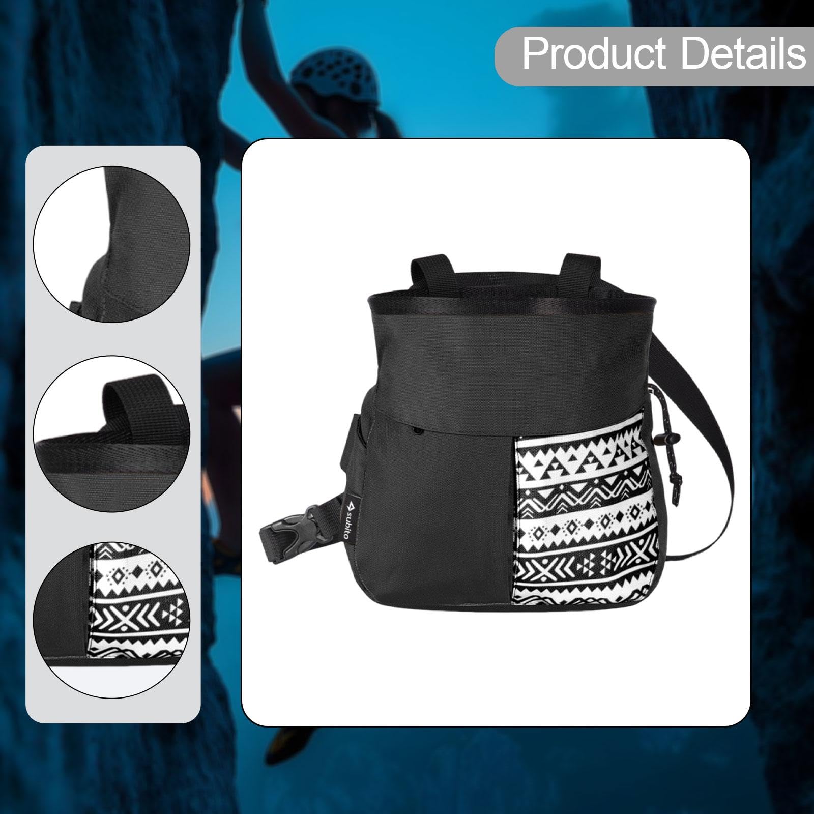 Climbing Chalk Bag Porta Magnesite Piccolo Sacchetto da Arrampicata Pouch con Chiusura a Coulisse in Oxford Resistente Ad Usura per Escursione Palest