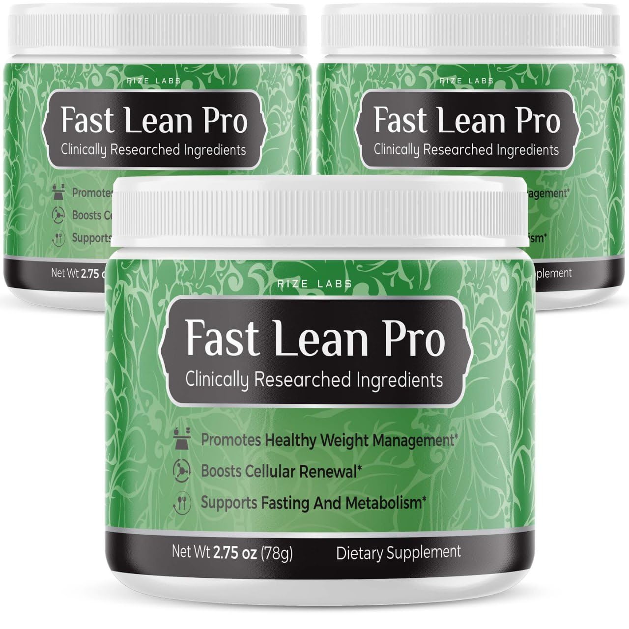 rize labs Fast Lean Pro, Official Fast Lean Pro Advanced Formula Supplement Reviews, FastLeanPro Hydration BCAA Drink Capsules in a Jar, Easy to Scoop and Tastes Great (90 Servings) (Pack of 3)