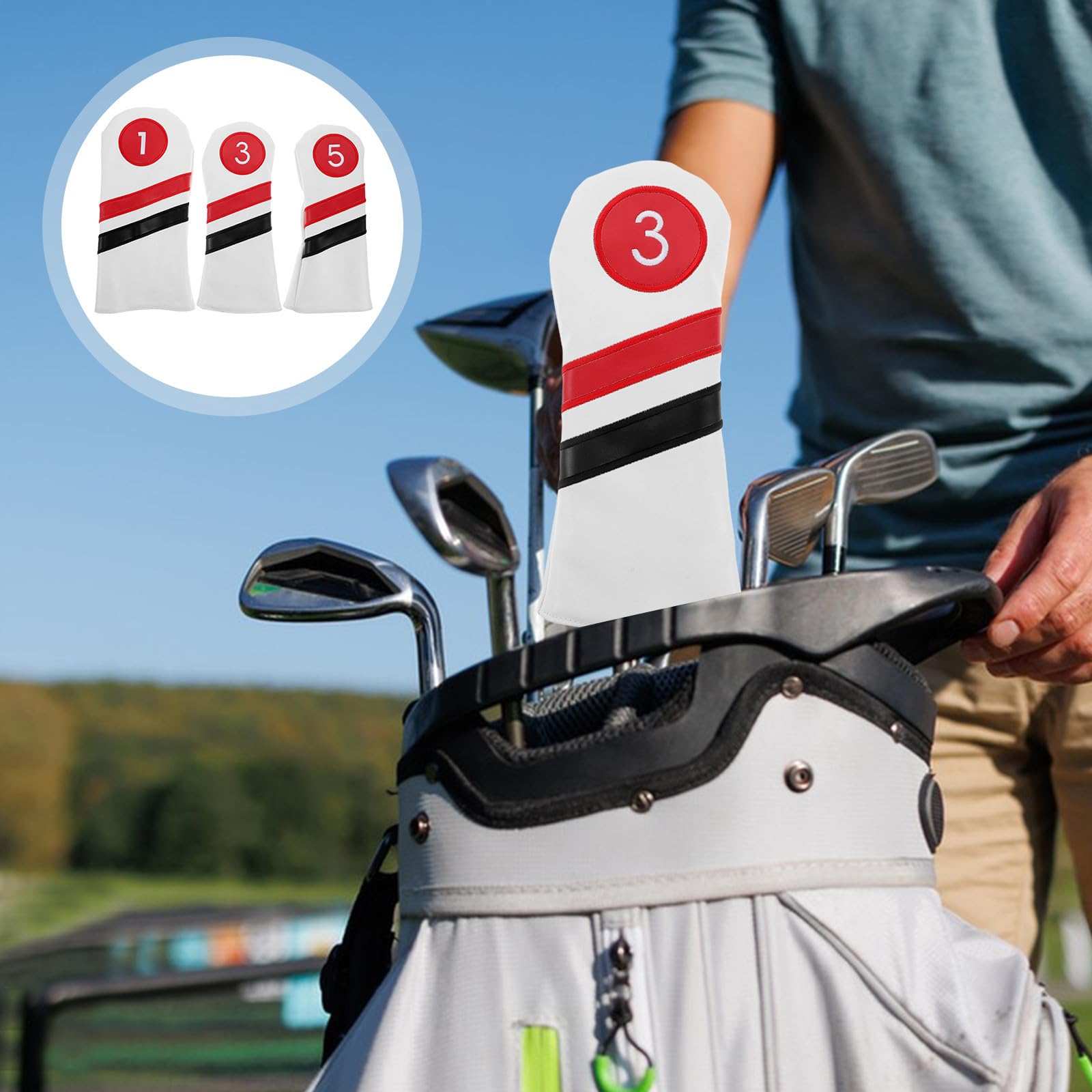 3 Stück Golfschlägerhüllen aus PU für Golfschläger, Modern
