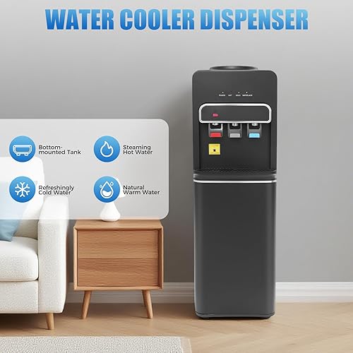 Miniatura 2 de Dispensador de agua de carga inferior, dispensador de agua fría y fría para botellas de 3 o 5 galones, dispensador de agua de encimera de 550 W para