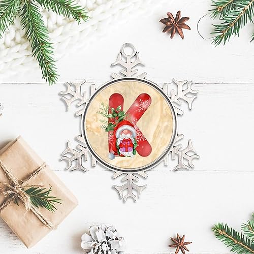 Miniatura 3 de Gnomo de Papá Noel con letra inicial K para árbol de Navidad, adornos para las vacaciones, adornos de copo de nieve, vacaciones, decoración del