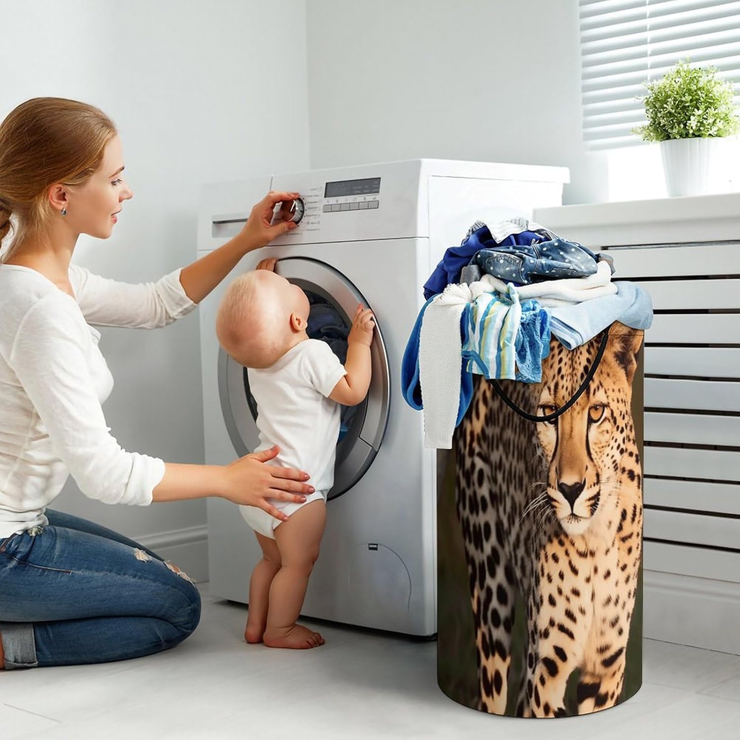 Laundry Basket Large Laundry Hamper Dirty Clothes Hamper for Laundry Wild Cheetah Collapsible Laundry Baskets Decor Basket for Bedroom Living Room