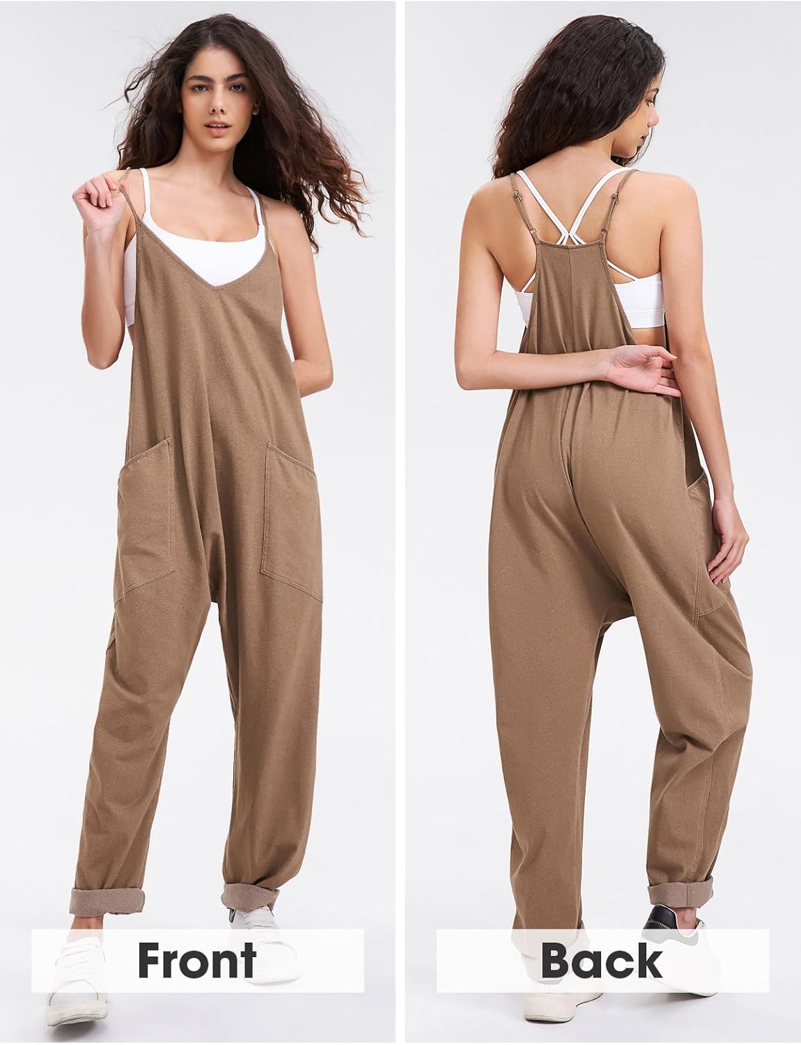 EXLURA Womens Casual Summer Jumpsuits 2026 Romper Bib Outfits Beach Vacation Denim Trendy Fashion Overalls with Pockets - Image 4