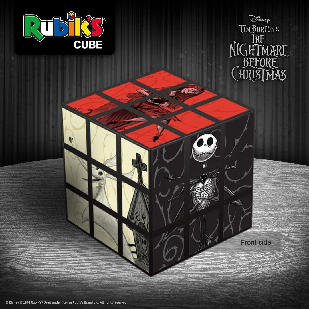 Nightmare Before Christmas Rubik's Cube | Collectible Puzzle Cube Featuring Characters - Jack, Sally, Oogie Boogie, Zero, as Well as Lock, Shock, and Barrel | Officially Licensed 3x3x3 Rubiks Cube