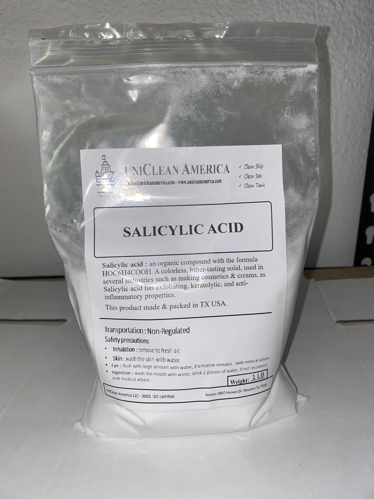 Salicylic Acid - High Puirty for Beauty & Cosmetic use for Peeling & exfliating Agent - Made in USA - Weight 15lb