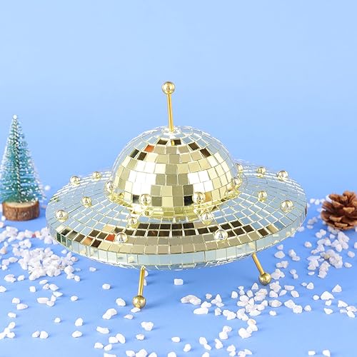 Miniatura 2 de Bola de discoteca OVNI retro, decoración de OVNI con temática espacial, luces de discoteca reflectantes para fiestas, bola de discoteca de espejo