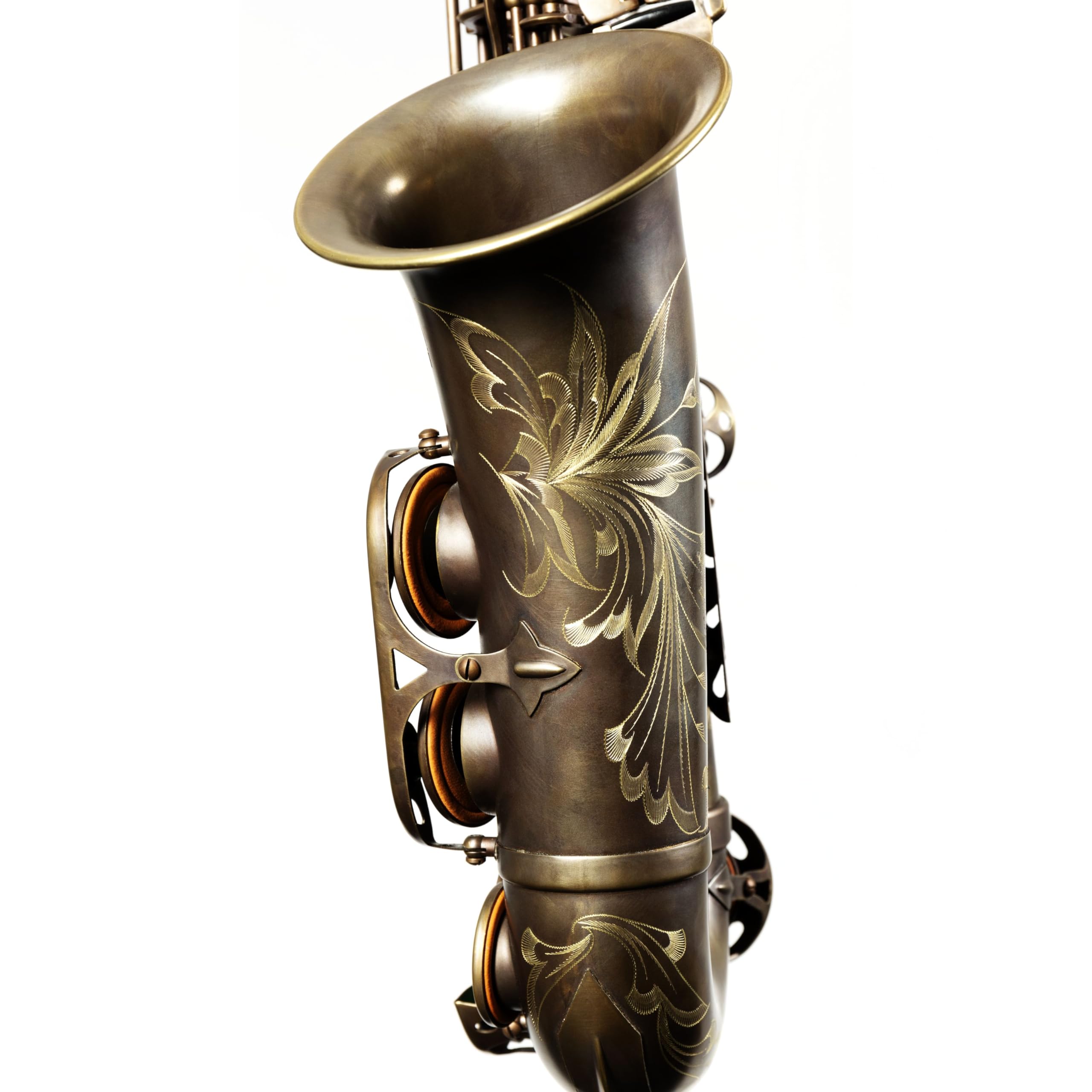 Monzani MZAS-580 Altsaxophon, Unlackiert, Messingkorpus, Handgraviert, Vintage Sound, Inklusive Mundstück und Wischer, Koffer und Tragegestell, Perfekte Intonation, Hochwertige Polster, Blaustahl