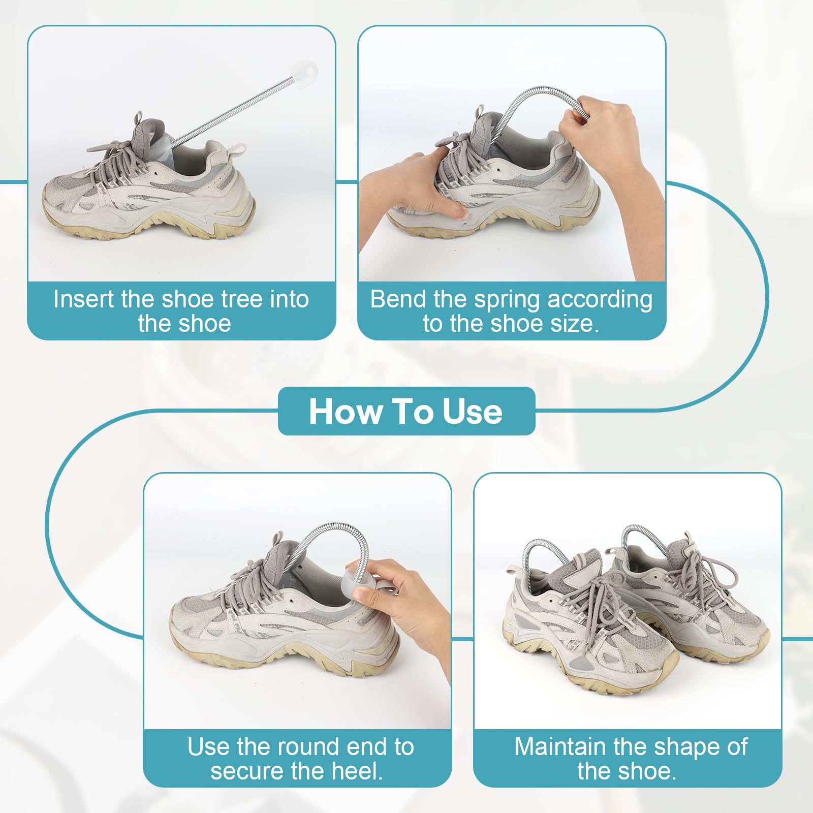 4 Pares Hormas para Zapatos Hombre, Ensanchador de Zapatos Ajustable de Resorte, Hormas Zapatos para Zapatos Casuales, Zapatos de Cuero, Talla 40-47