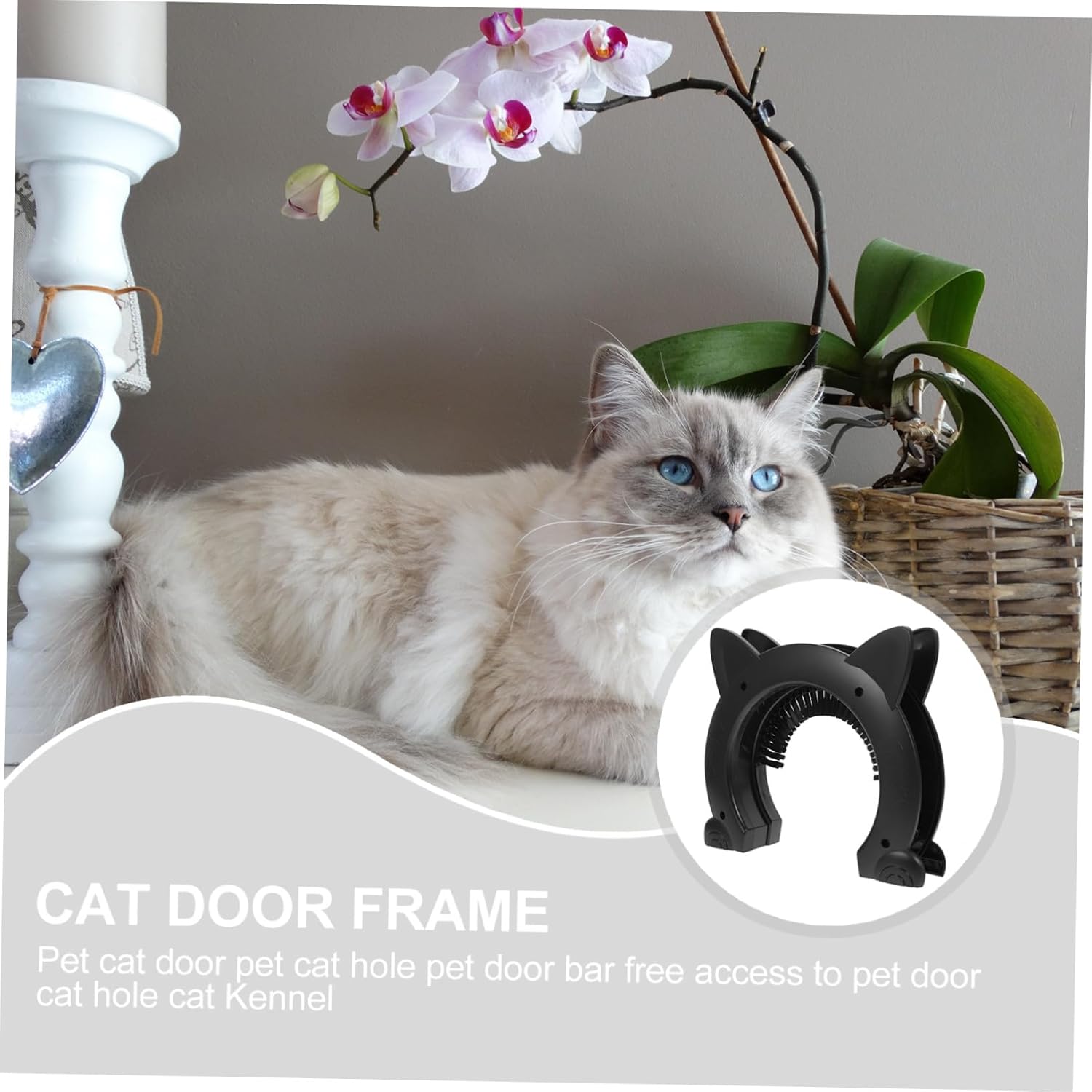 Interior Pet Door with Brush Grooming Design Sturdy Abs Plastic Cat and Dog Door for Indoor Use Pet Access Gate for Easy Entry and Exit Black