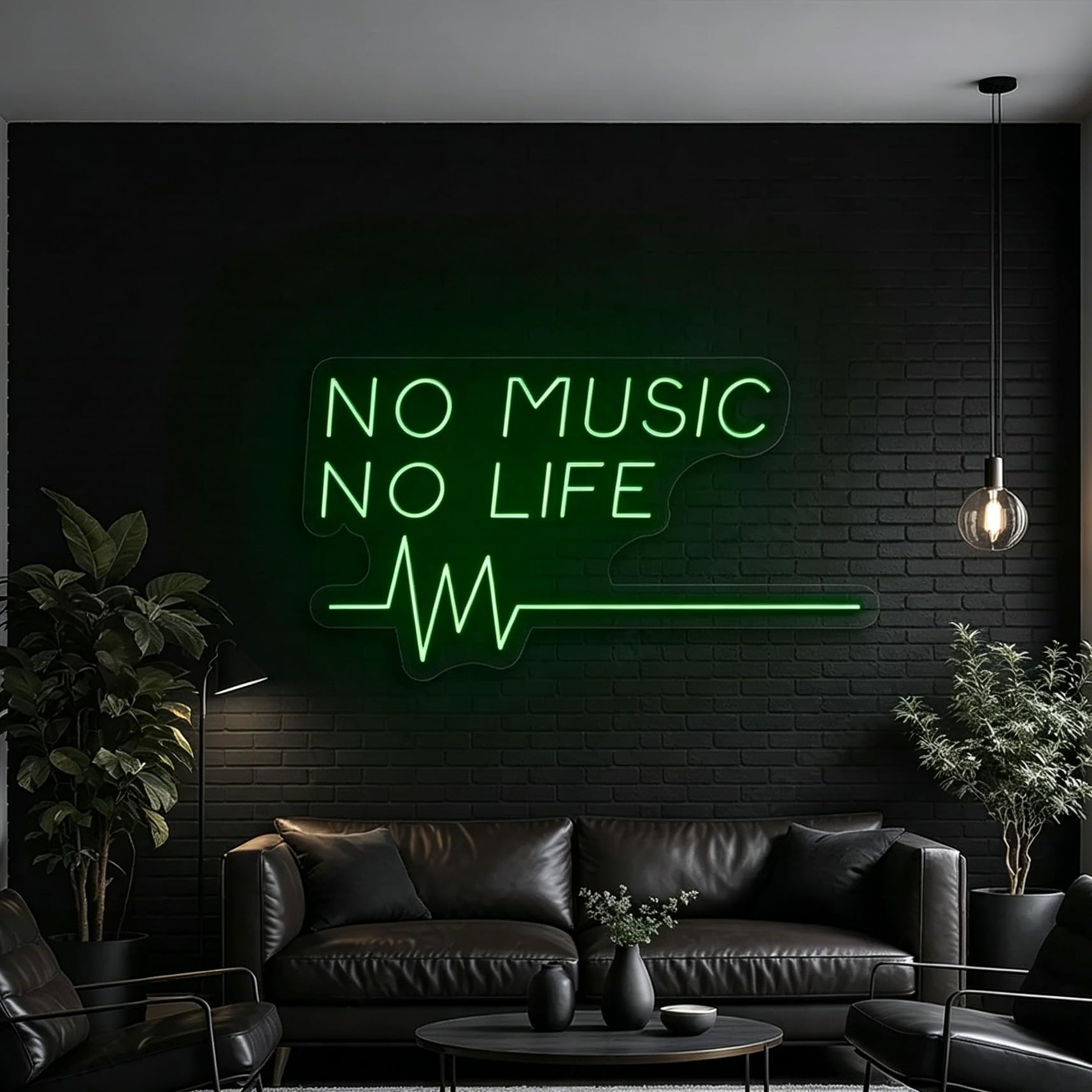 No Music No Life Insegna al neon personalizzata Musica LED Luce al neon Battito cardiaco Neon Lampada da parete per camera da letto Studio Bar Club Decor Regalo per gli appassionati di hobby