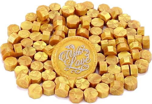 Miniatura 5 de Juego de 150 cuentas de cera de octágono Yoption, con 2 velas y cuchara de fusión para sello de cera