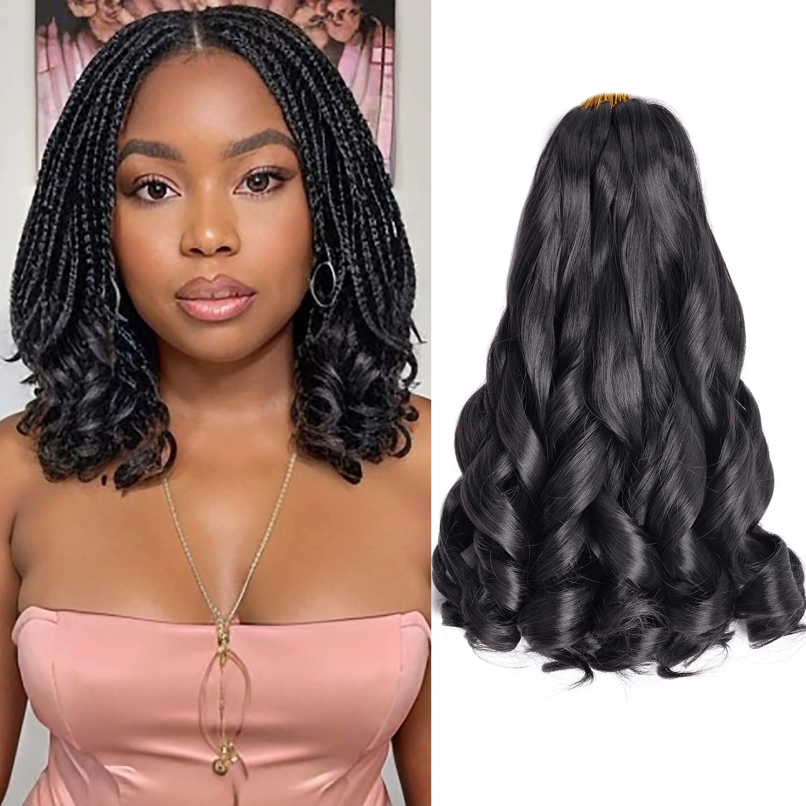 French Curl Braiding Hair Synthetic 12 Inch 8 Pack Natural Black Voluminous Amazon.com : French Curly Braiding Hair 12 Inch 8 Packs  main image 3