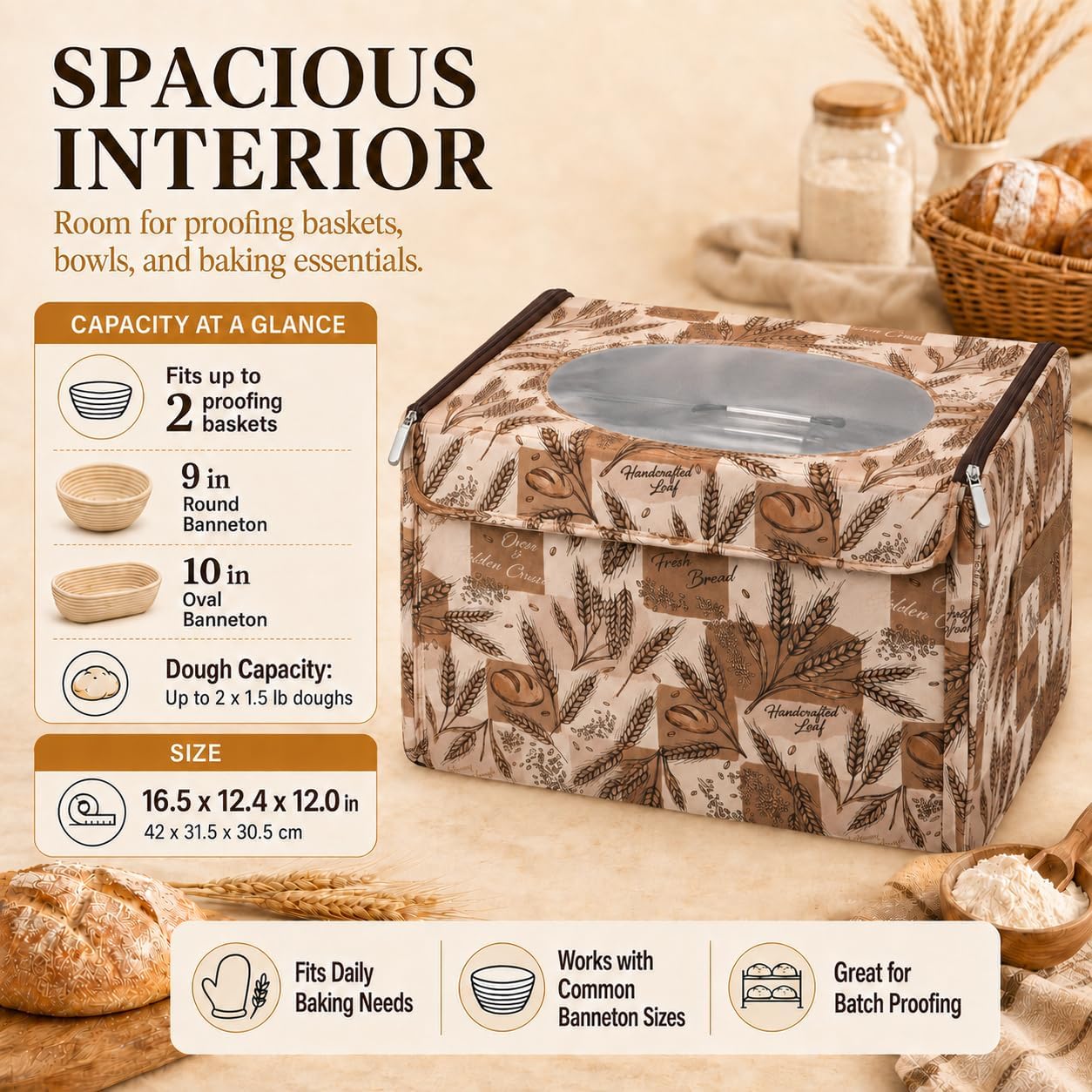 Folding Bread Proofing Box, Artisan Wheat, Temp & Timer